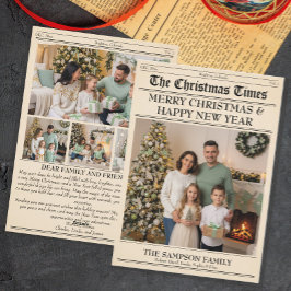 Tarjeta Festiva Periódico fotográfico familiar de navidades