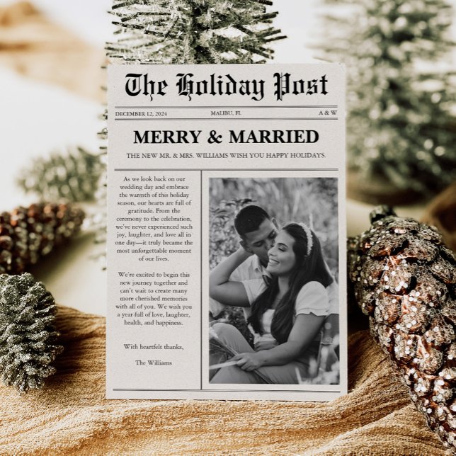 Tarjeta Festiva Periódico Merry and Married Navidades (Subido por el creador)