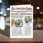 Tarjeta Festiva Periódico Multi Photo Merry Christmas North Pole<br><div class="desc">Extra Extra lo lee todo. The North Pole Times te trae los últimos y más grandes artículos de noticias del Polo Norte, Saludos a todos con esta manera adorable y divertida de mandar Feliz Navidad y Felices Fiestas a ti y a los tuyos. Este diseño le permite añadir tanto a...</div>