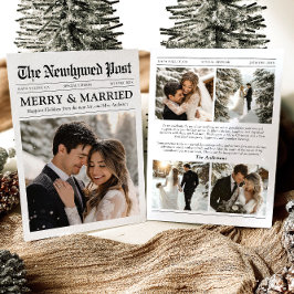 Tarjeta Festiva Periódico Navidades únicos de fotos casados y mora