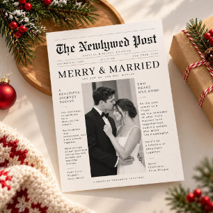 Tarjeta Festiva Periódico The Newlywed Post   Nuestra primera Navi