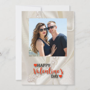 Tarjeta Festiva Perlas y Corazones con Foto Personal