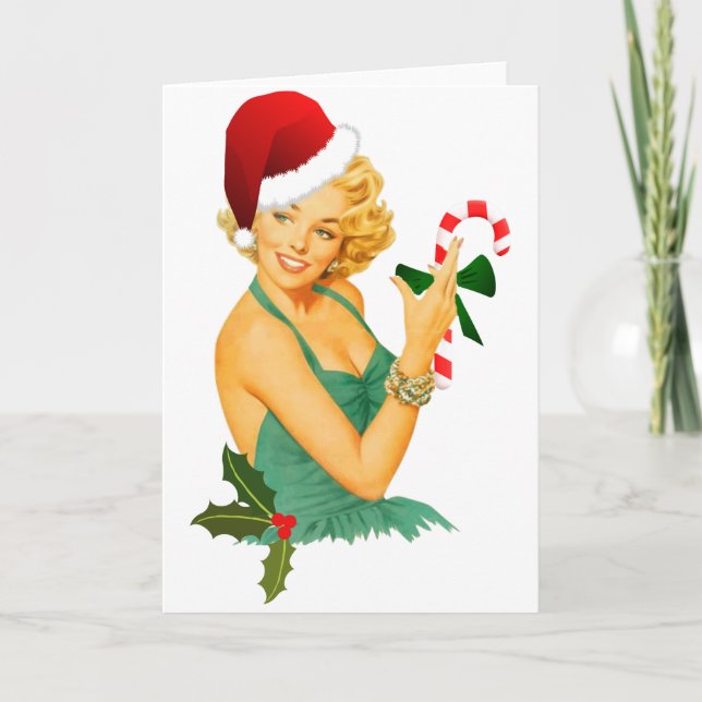Tarjeta Festiva perno de Papá Noel para arriba (Anverso)