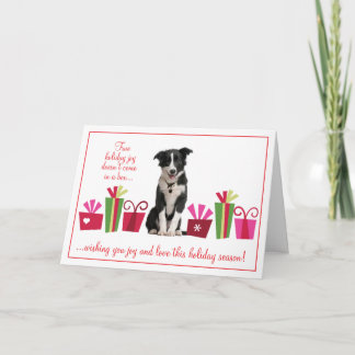 Tarjeta Festiva Perrito con los regalos de vacaciones