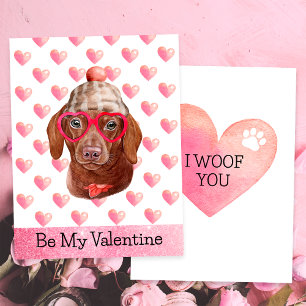 Tarjeta Festiva Perrito Dáxon Divertido Te Quiero Perro Día de San