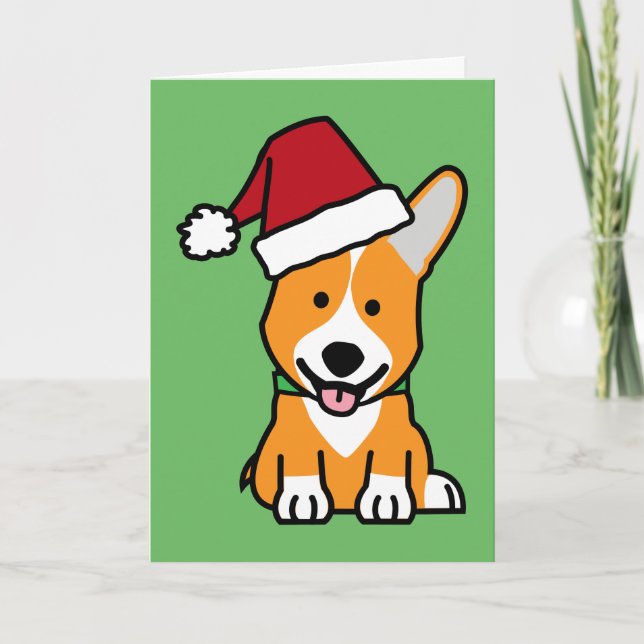 Tarjeta Festiva Perrito de Corgi Navidades de Pembroke (Anverso)