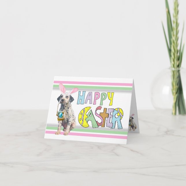 Tarjeta Festiva Perrito del Dalmatian de Pascua (Anverso)