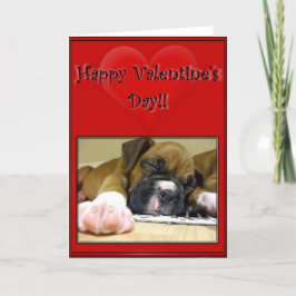 Tarjeta Festiva Perrito feliz del boxeador del el día de San