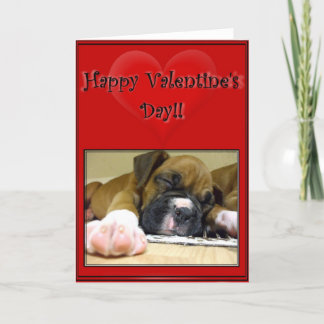Tarjeta Festiva Perrito feliz del boxeador del el día de San