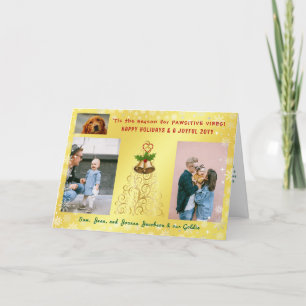 Tarjeta Festiva Perrito Gato Divertido Lindo Felices Fiestas 3 Fot