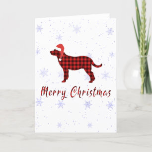 Tarjeta Festiva Perrito Labrador Retriever de Plaid Rojo de Buffal
