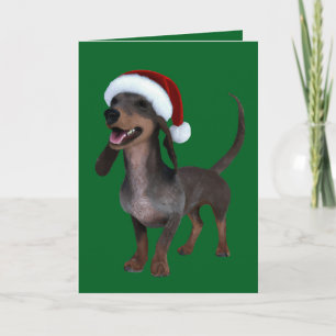 Tarjeta Festiva Perrito salchicha Dachshund listo para las fiestas