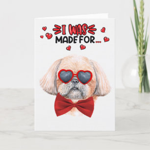 Tarjeta Festiva Perrito Shih Tzu Hecho para Amarte San Valentín