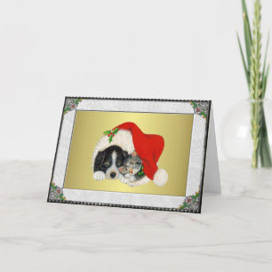Tarjeta Festiva Perrito y gatito dulces