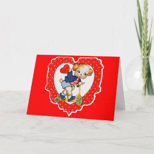 Tarjeta Festiva Perritos de San Valentín montados en moto