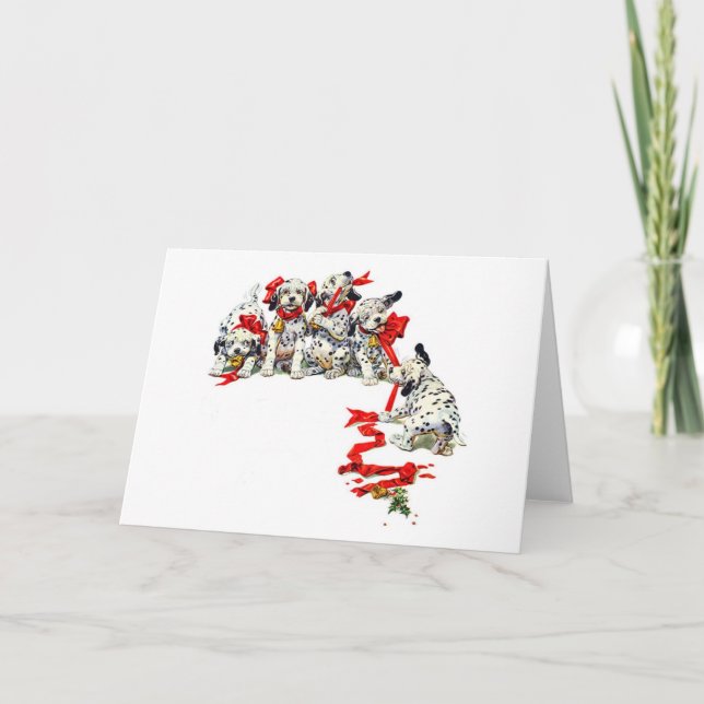 Tarjeta Festiva Perritos del Dalmatian del día de fiesta (Anverso)