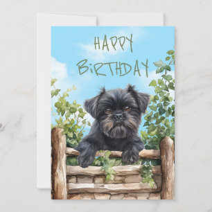 Tarjeta Festiva Perro acuarela Affenpinscher Peeando por cerca
