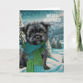 Tarjeta Festiva Perro affenpinscher de la madrugada Woofmas en esc