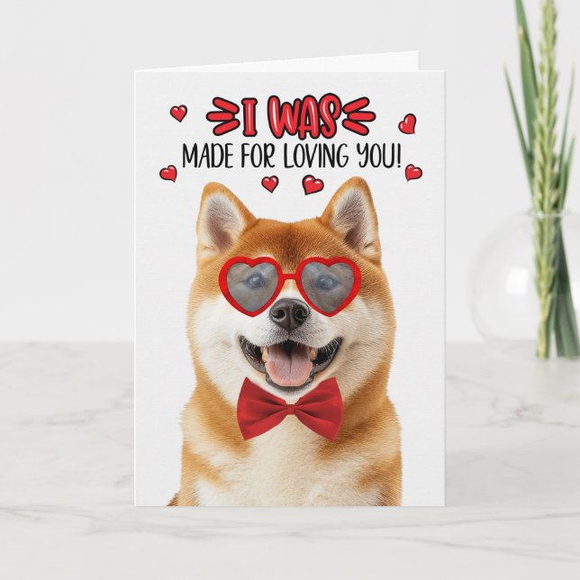 Tarjeta Festiva Perro Akita hecho para amarte San Valentín (Anverso)