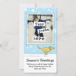 Tarjeta Festiva Perro amarillo feliz | Navidades blancos | Su foto