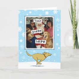 Tarjeta Festiva Perro amarillo feliz | Navidades blancos | Su foto