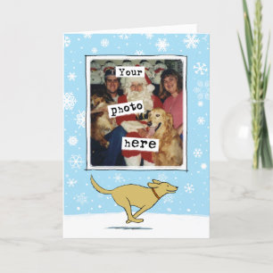 Tarjeta Festiva Perro amarillo feliz   Navidades blancos   Su foto