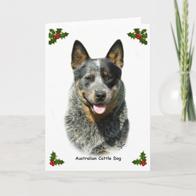 Tarjeta Festiva Perro australiano 9F061D-03 del ganado (Anverso)