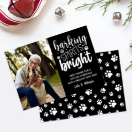 TARJETA FESTIVA PERRO BARKING SPIRIT BRIGHT PAPELES NAVIDADES NEGR