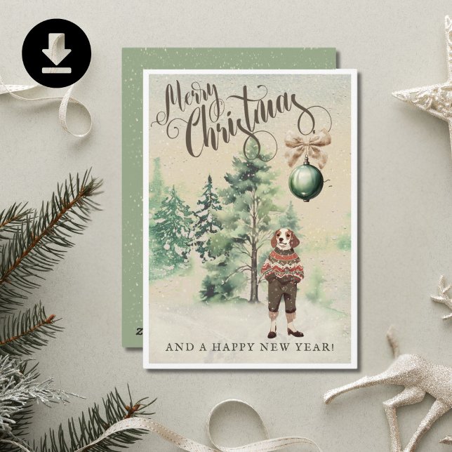 Tarjeta Festiva Perro Beagle Aquarela Vintage (Subido por el creador)