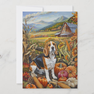 Tarjeta Festiva Perro Beagle Cosecha de Otoño Día de Acción de Gra