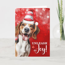 Perro Beagle desata a los Navidades de la alegría