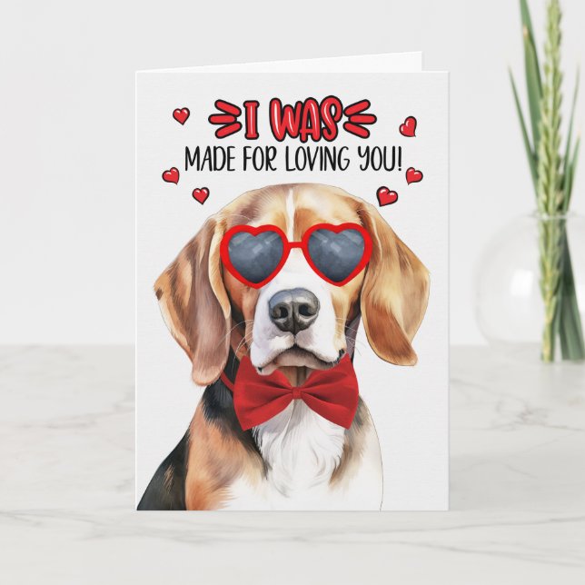 Tarjeta Festiva Perro Beagle hecho para amarte Valentine (Anverso)