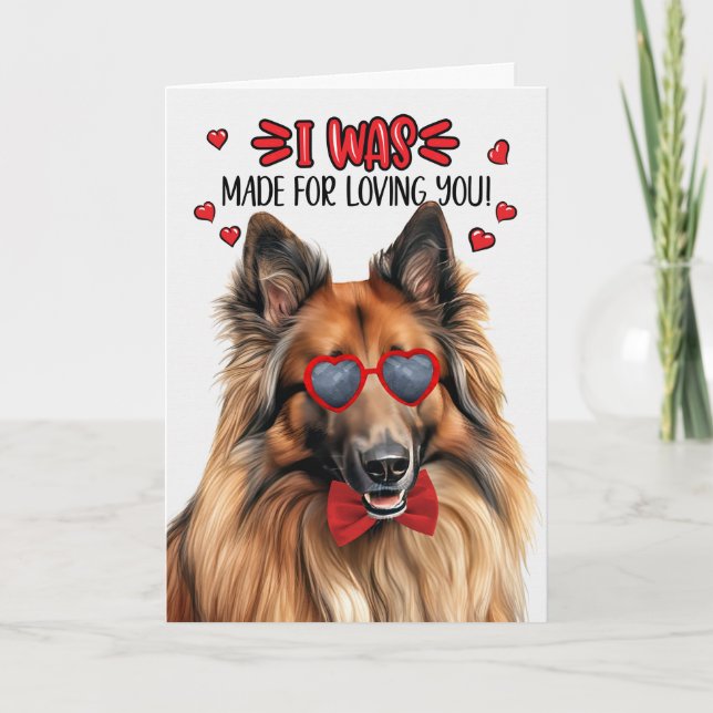 Tarjeta Festiva Perro belga de Tervuren hecho para amarte San Vale (Anverso)