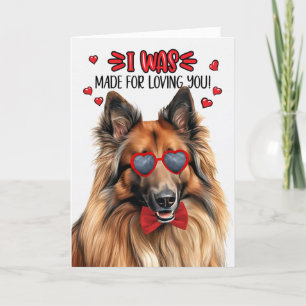 Tarjeta Festiva Perro belga de Tervuren hecho para amarte San Vale