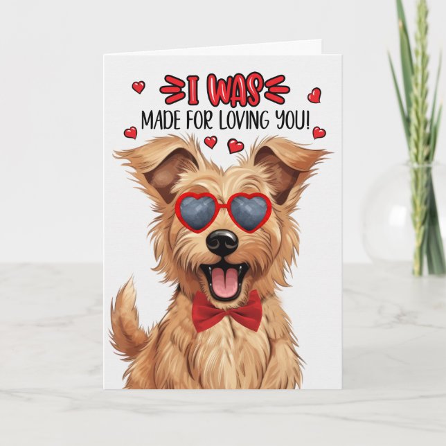 Tarjeta Festiva Perro Berger Picard hecho para amarte San Valentín (Anverso)