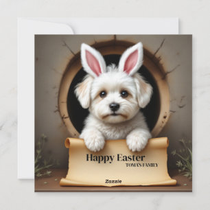 Tarjeta Festiva Perro Bichon Frise - con apellido