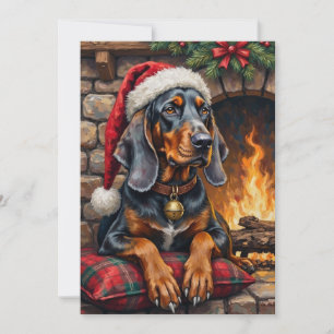 Tarjeta Festiva Perro Bluetick Coonhound Lodge Navideño Acogedor
