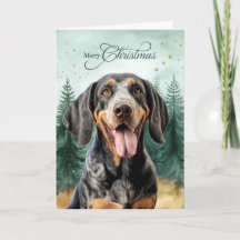 Perro Bluetick Coonhound y Bosque Invernal