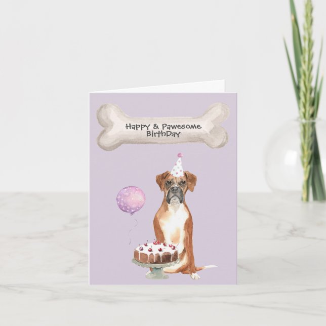 Tarjeta Festiva Perro boxer Cumpleaños (Anverso)