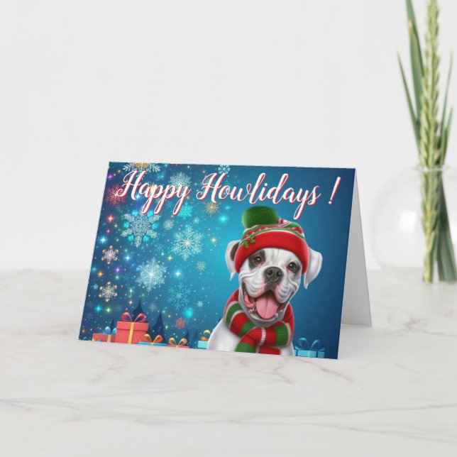 Tarjeta Festiva Perro Boxer Felices días festivos ! (Anverso)