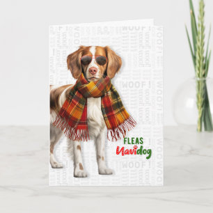 Tarjeta Festiva Perro Brittany Spaniel Divertido Pulgas Navidog Na