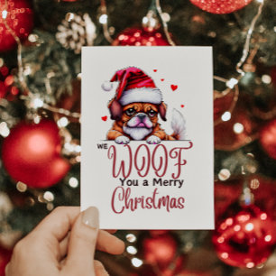 TARJETA FESTIVA PERRO BULLDOG ADORABLE QUE TE DESEE UNA FELIZ NAVI