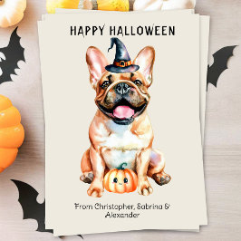 Tarjeta Festiva Perro Bulldog francés feliz Halloween