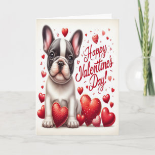 Tarjeta Festiva Perro Bulldog francés lindo feliz día de San Valen