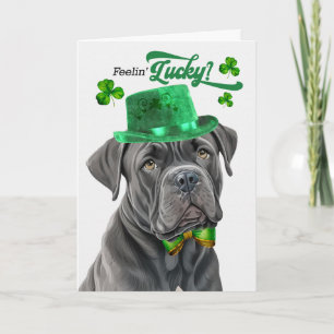Tarjeta Festiva Perro Cane Corso Día de San Patricio Afortunado