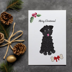 Tarjeta Festiva Perro Caniche Juguete Negro Lindo Personalizable