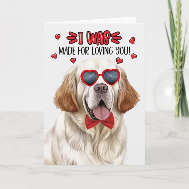 Tarjeta Festiva Perro castellano hecho para amarte San Valentín (Anverso)