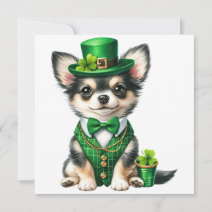 Tarjeta Festiva Perro Chihuahua del Día de San Patricio