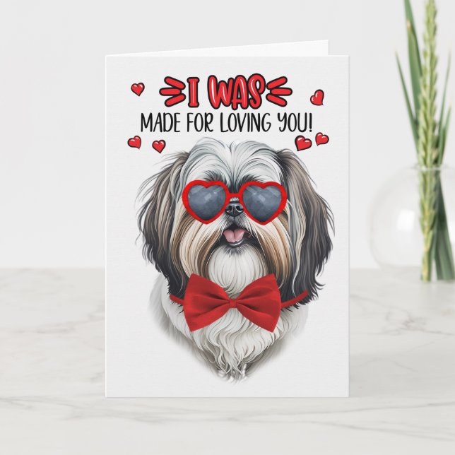 Tarjeta Festiva Perro chiita zu hecho para amarte San Valentín (Anverso)