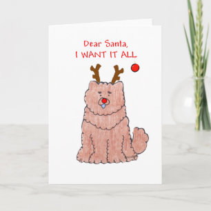 Tarjeta Festiva Perro chino de perro chino estimado Santa rojo